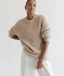 Jenni Kayne Alpaca Boucle Cocoon Crewneck Oatmeal Best