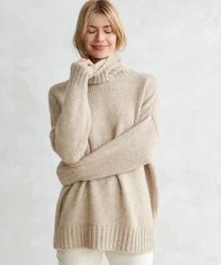 Jenni Kayne Alpaca Cocoon Turtleneck Oatmeal Fashion