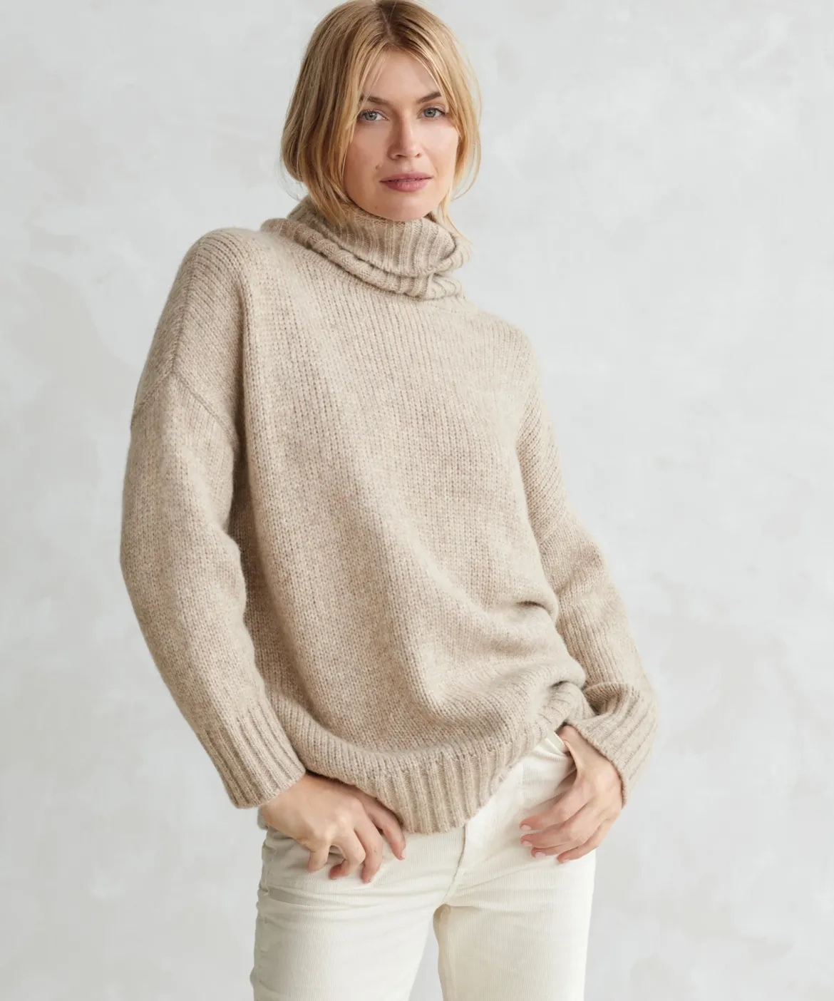 Jenni Kayne Alpaca Cocoon Turtleneck Oatmeal Fashion