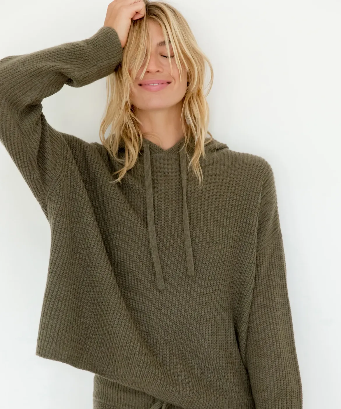 Jenni Kayne Alpaca Fisherman Hoodie Olive Best