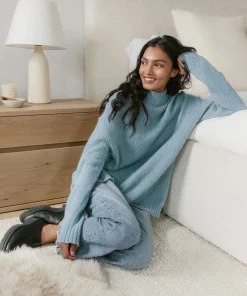 Jenni Kayne Alpaca Mockneck Pullover Vintage Blue Hot