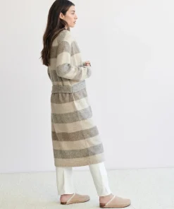 Jenni Kayne Belted Sweater Coat Oatmeal Stripe Clearance