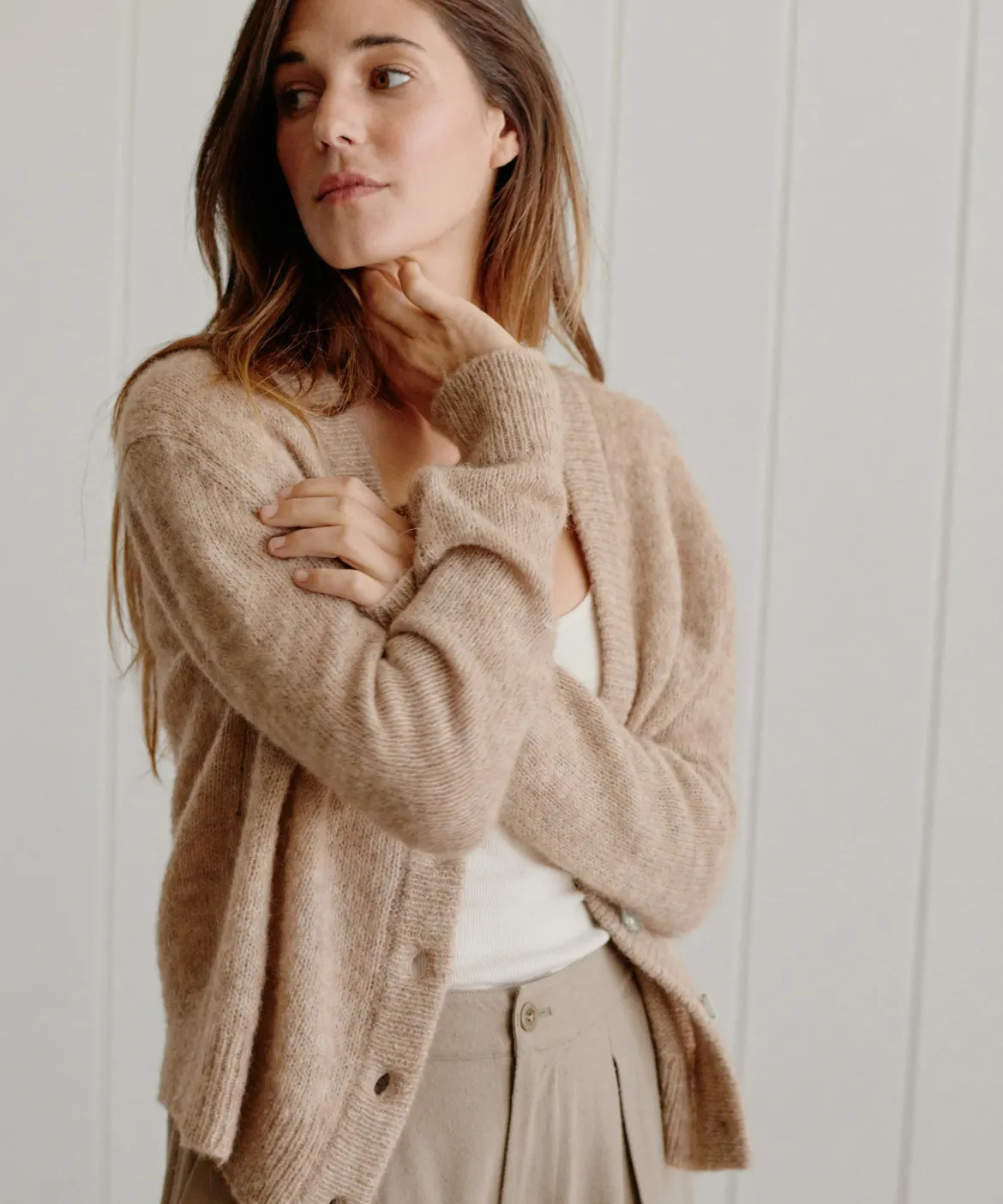 Jenni Kayne Boyfriend Cardigan Almond Hot