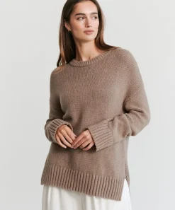 Jenni Kayne Boyfriend Crewneck Taupe New