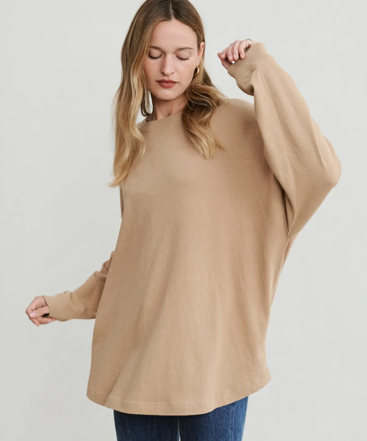 Jenni Kayne Boyfriend Long-Sleeve Tee Camel Hot