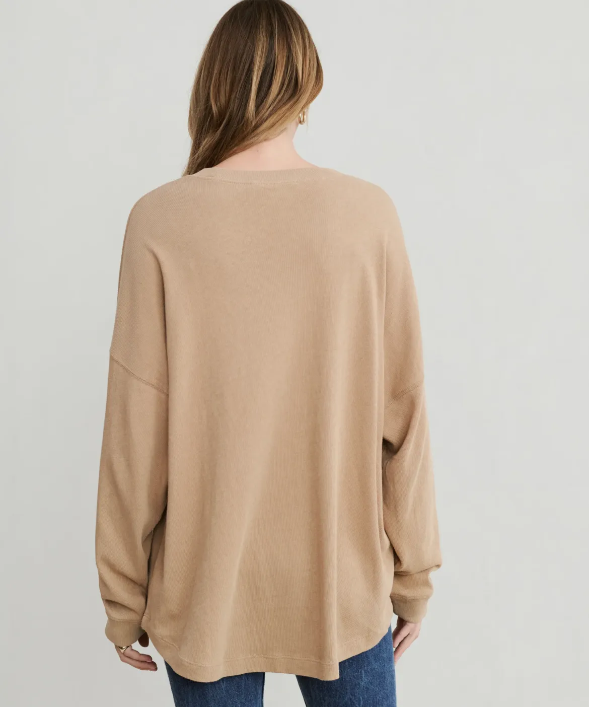 Jenni Kayne Boyfriend Long-Sleeve Tee Camel Hot