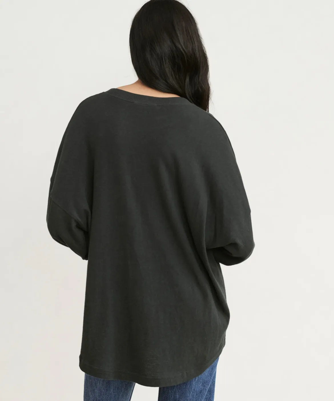 Jenni Kayne Boyfriend Long-Sleeve Tee Black Discount