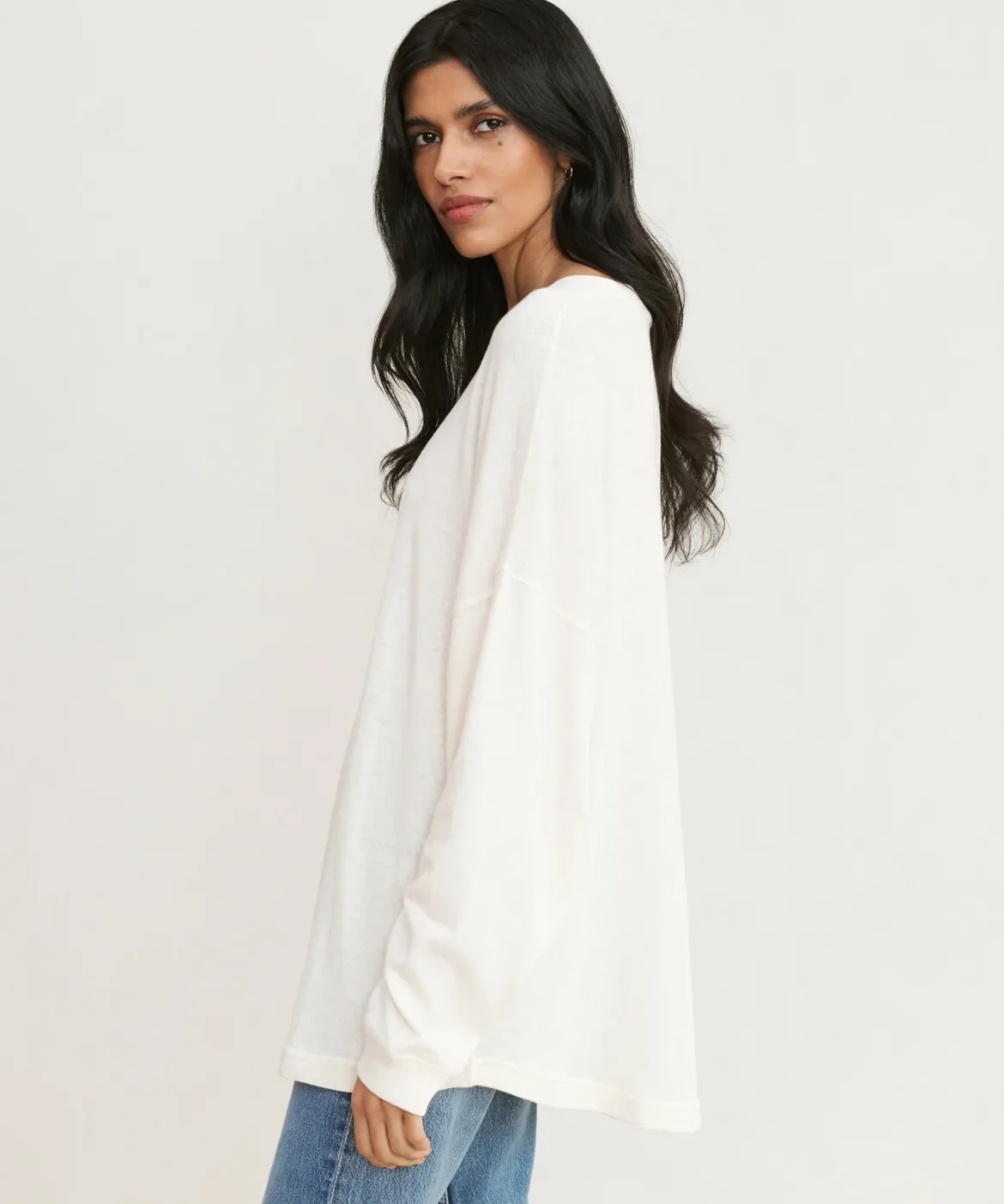 Jenni Kayne Boyfriend Long-Sleeve Tee Ivory Best
