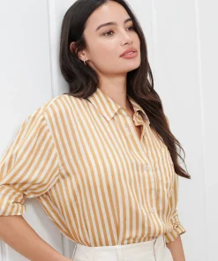 Jenni Kayne Boyfriend Shirt Mustard Stripe Best