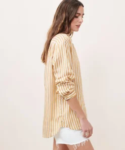 Jenni Kayne Boyfriend Shirt Mustard Stripe Best