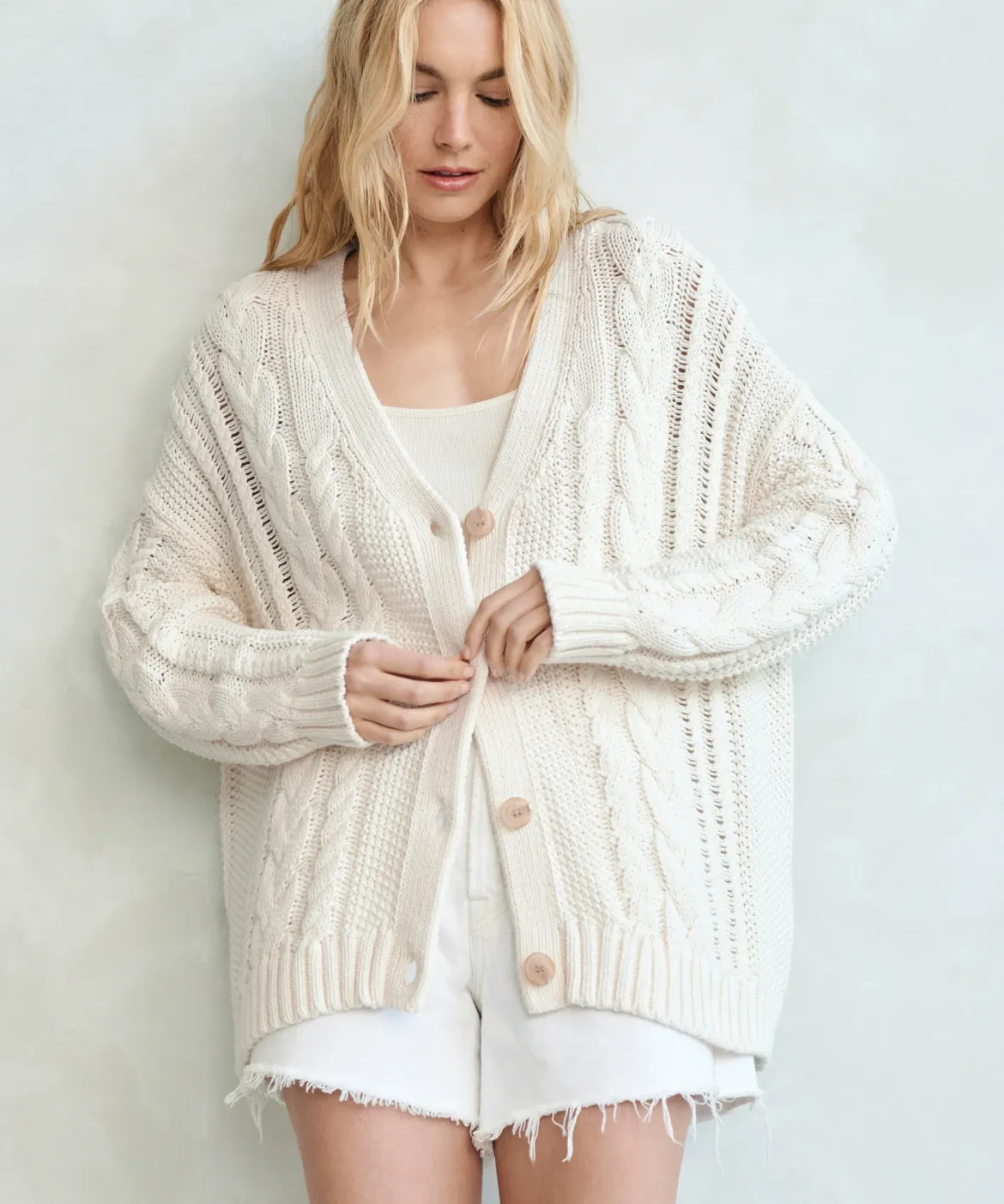 Jenni Kayne Cable Cardigan Ivory Online