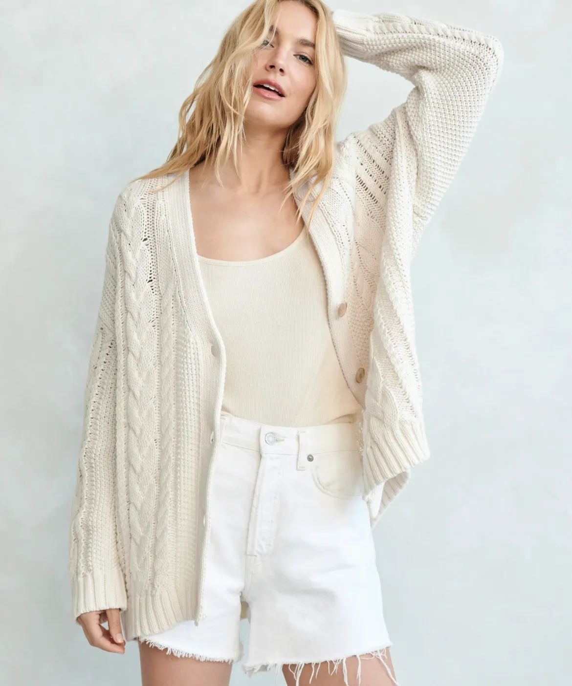 Jenni Kayne Cable Cardigan Ivory Online