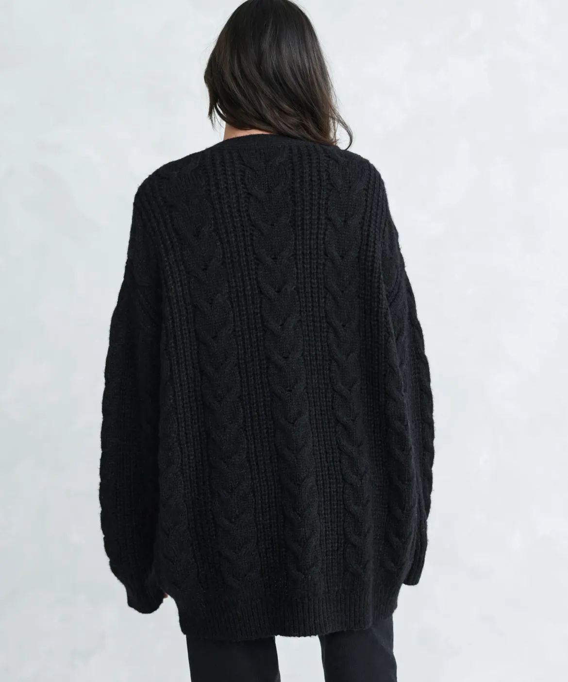 Jenni Kayne Cable Cocoon Cardigan Black Clearance
