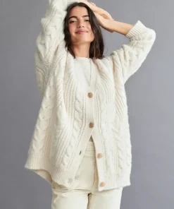 Jenni Kayne Cable Cocoon Cardigan Ivory Sale