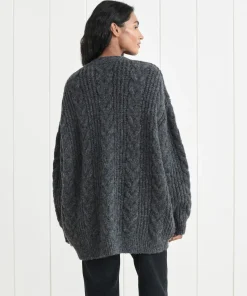 Jenni Kayne Cable Cocoon Cardigan Charcoal New