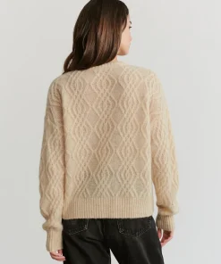 Jenni Kayne Cable Crewneck Cardigan Sand Online