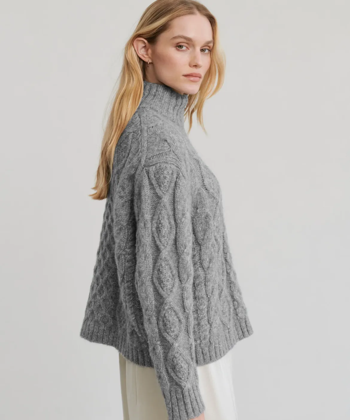 Jenni Kayne Cable Half Zip Heather Grey Fashion