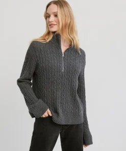 Jenni Kayne Cable Nell Half Zip Charcoal Hot