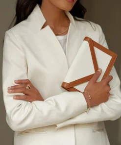 Jenni Kayne Canvas Envelope Clutch Ivory New
