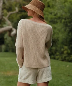 Jenni Kayne Cashmere Boatneck Sweater Oatmeal Discount