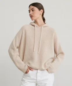 Jenni Kayne Cashmere Fisherman Hoodie Oatmeal Outlet