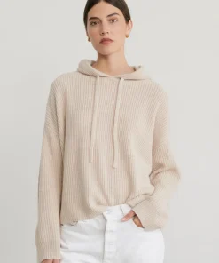 Jenni Kayne Cashmere Fisherman Hoodie Oatmeal Outlet