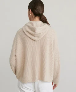 Jenni Kayne Cashmere Fisherman Hoodie Oatmeal Outlet
