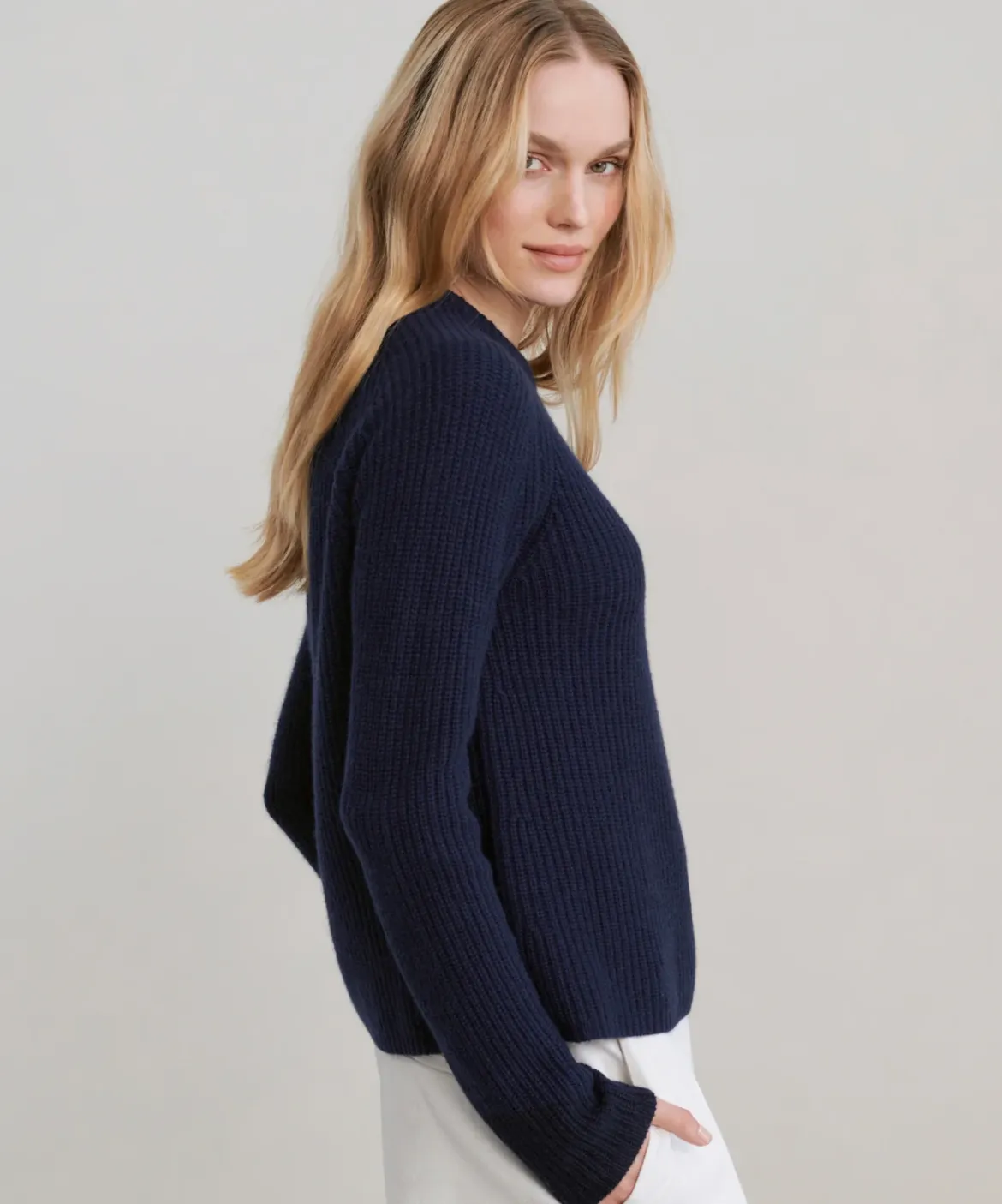 Jenni Kayne Cashmere Fisherman Sweater Navy Discount