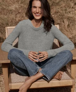 Jenni Kayne Cashmere Fisherman Sweater Heather Grey New