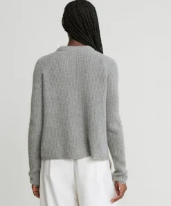 Jenni Kayne Cashmere Fisherman Sweater Heather Grey New