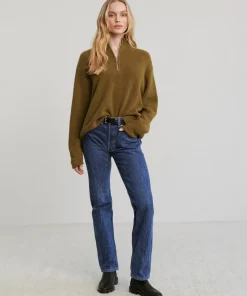 Jenni Kayne Cashmere Half Zip Amber Hot
