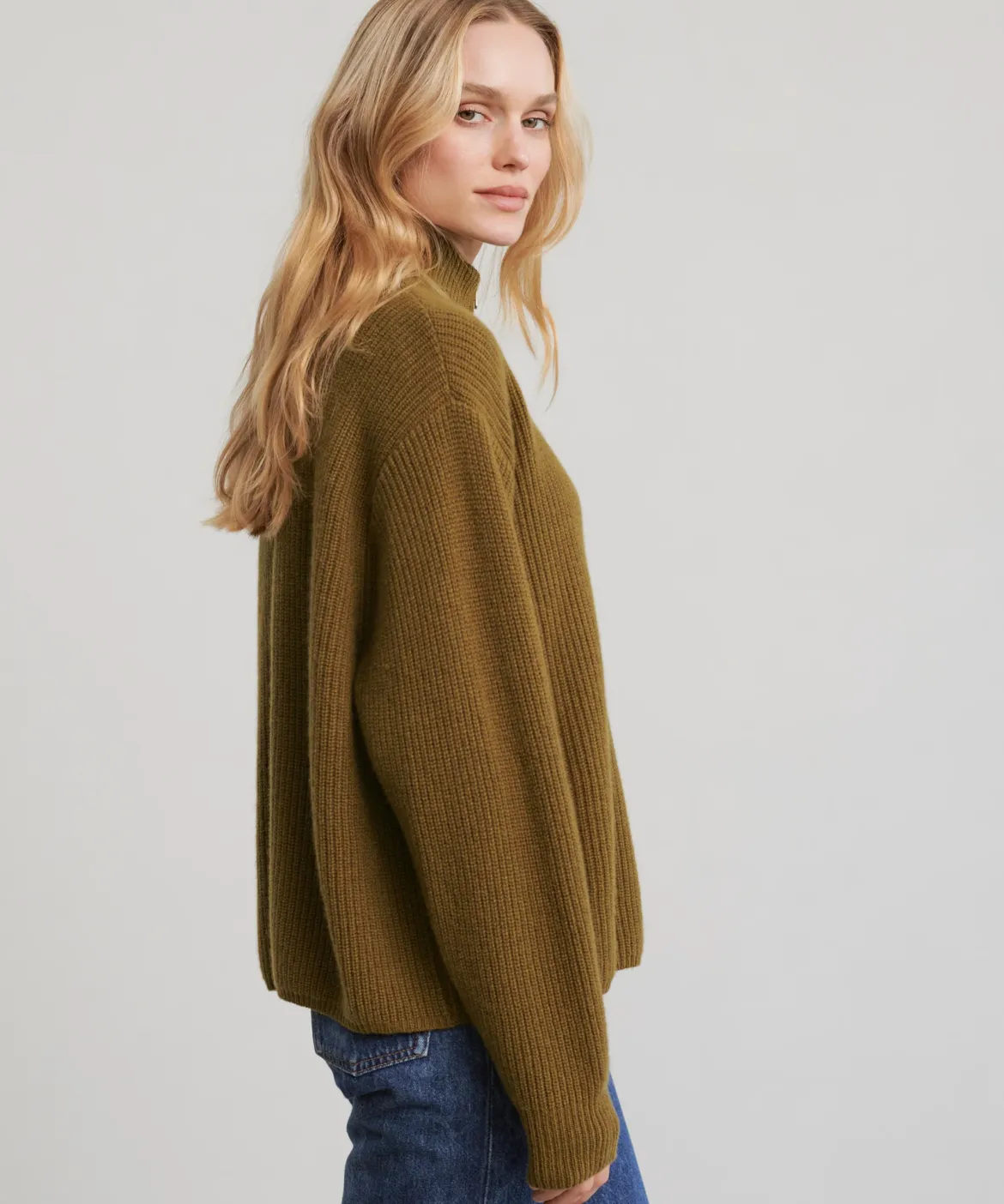 Jenni Kayne Cashmere Half Zip Amber Hot
