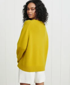 Jenni Kayne Cashmere Oversized Crewneck Chartreuse Best