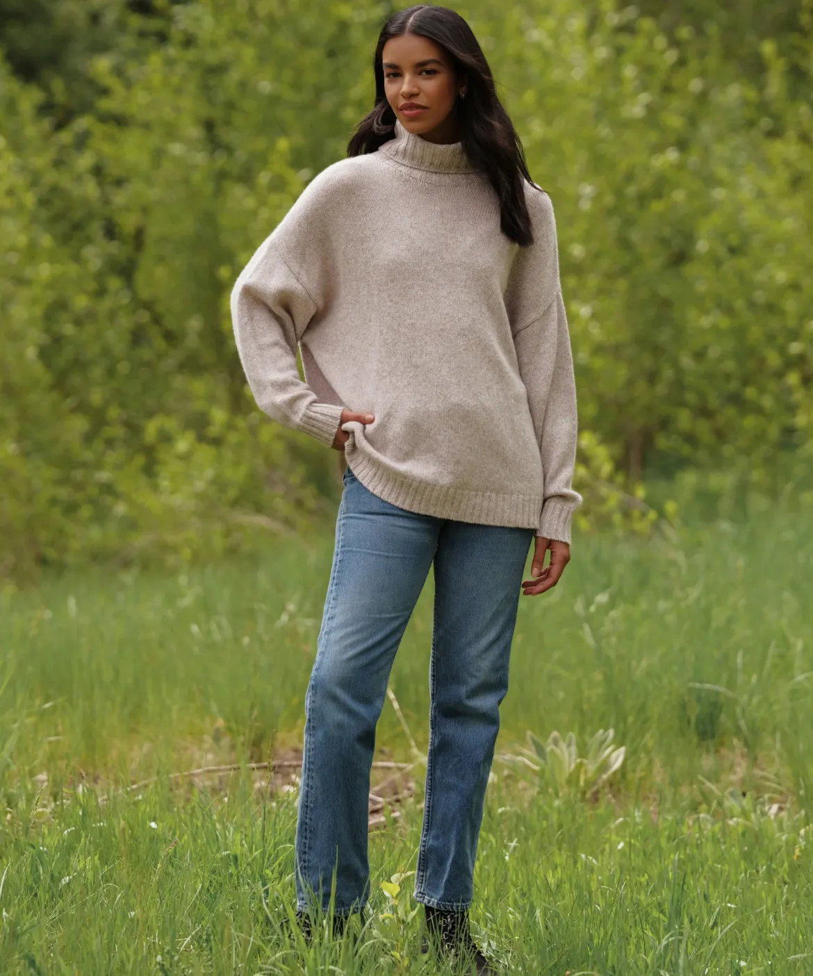 Jenni Kayne Cashmere Porter Turtleneck Oat Marl Fashion