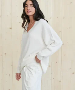 Jenni Kayne Charlie V-Neck Sweater Ivory Outlet