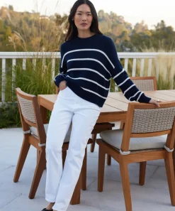 Jenni Kayne Chloe Crewneck Navy/Ivory Stripe New