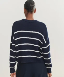 Jenni Kayne Chloe Crewneck Navy/Ivory Stripe New