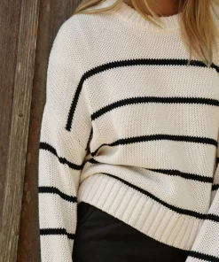 Jenni Kayne Chloe Crewneck Ivory/Black Stripe Online