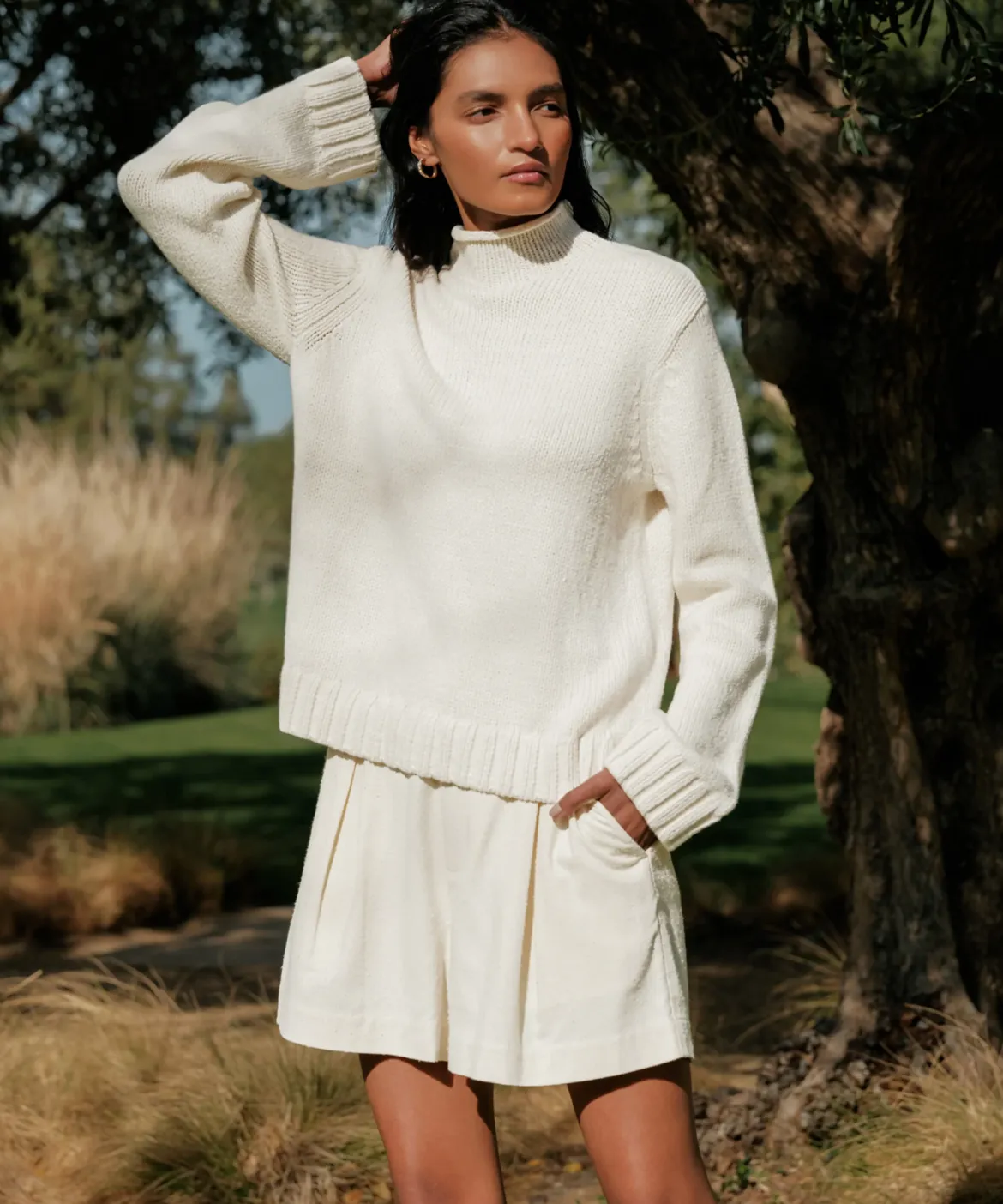 Jenni Kayne Classic Mockneck Pullover Bone Hot