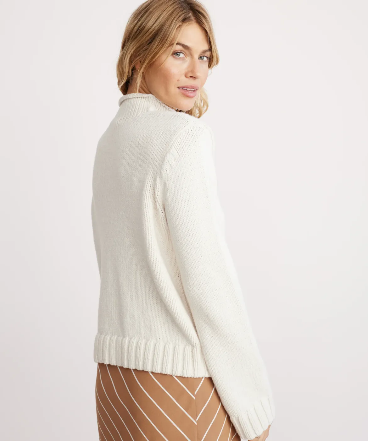 Jenni Kayne Classic Mockneck Pullover Bone Hot
