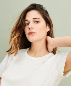 Jenni Kayne Cotton Basic Tee Cream Clearance