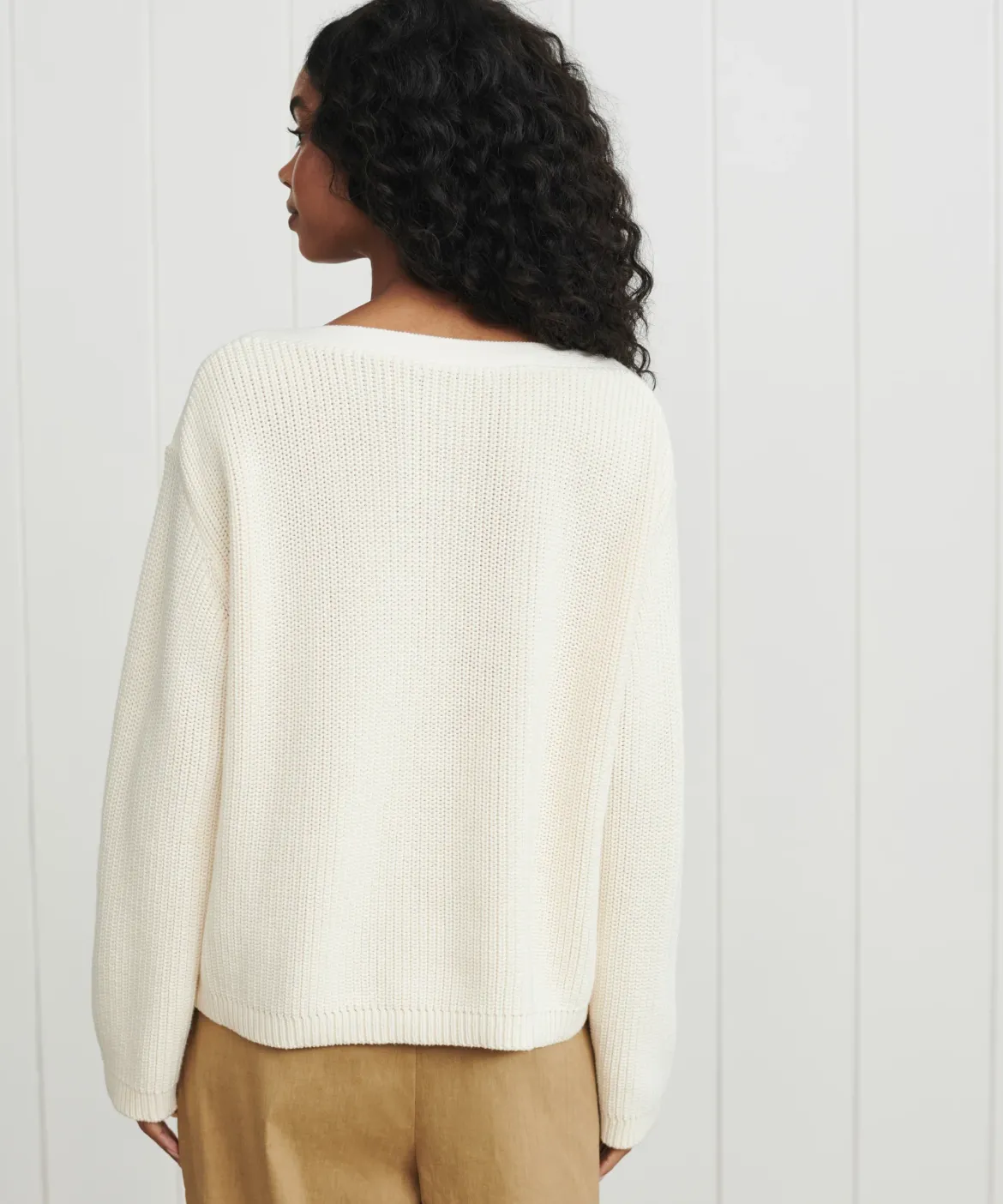 Jenni Kayne Cotton Boatneck Sweater Ivory Online