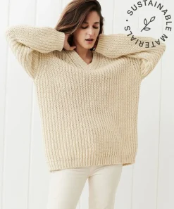 Jenni Kayne Cotton Cabin Sweater Cream Discount