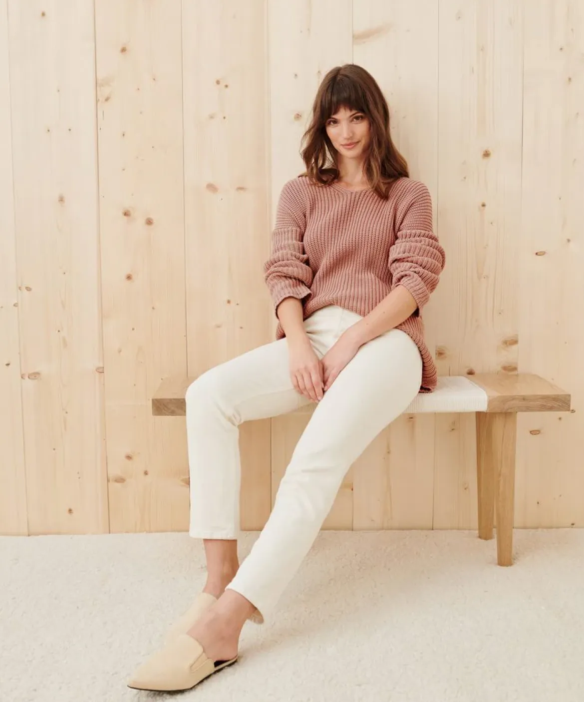 Jenni Kayne Cotton Cabin Sweater Rose Sale