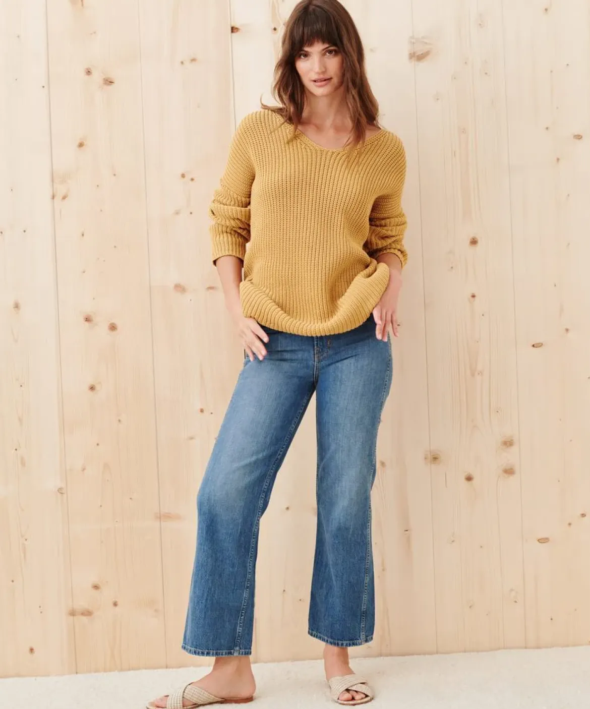 Jenni Kayne Cotton Cabin Sweater Mustard Clearance