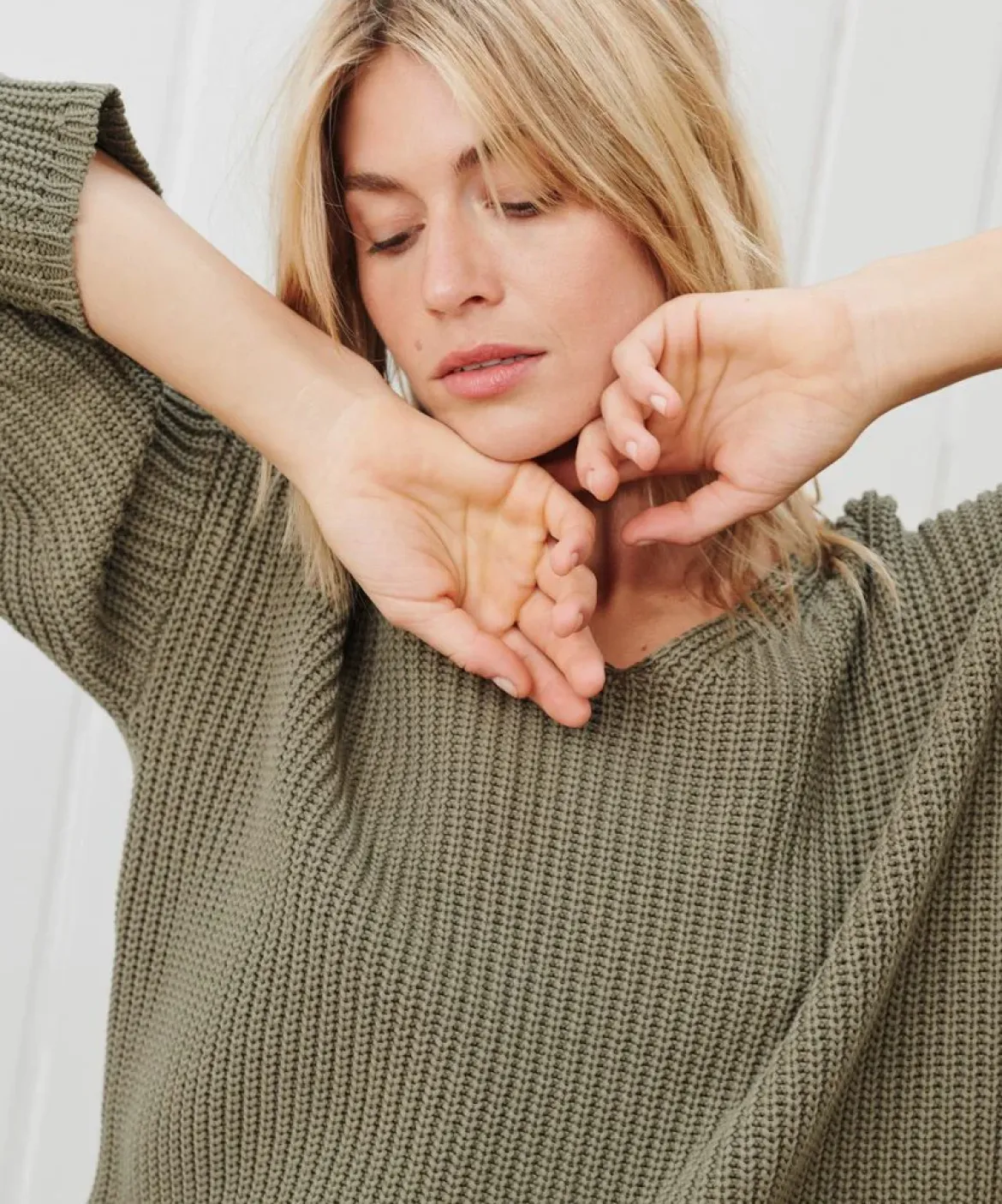 Jenni Kayne Cotton Cabin Sweater Sage New
