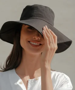 Jenni Kayne Cotton Canvas Sun Hat Black Clearance