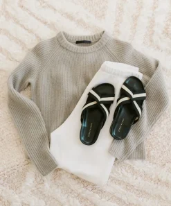 Jenni Kayne Cotton Crossover Sandal Black Stripe New
