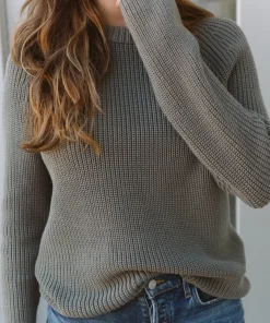Jenni Kayne Cotton Fisherman Sweater Eucalyptus Hot