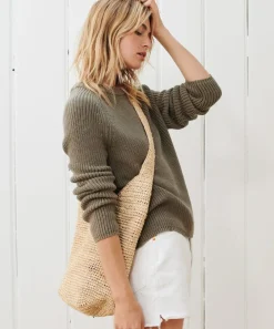 Jenni Kayne Cotton Fisherman Sweater Eucalyptus Hot